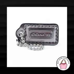 1.5" Small COACH POPPY GREY MIRRORED LEATHER FOB CHARM KEYCHAIN HANGTAG WRISTLET