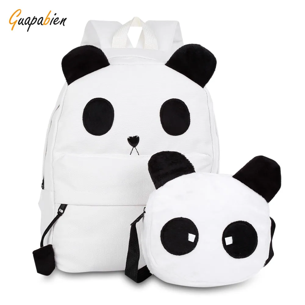 2pcs Women Backpack Girls Shoulder Casual Cartoon Canvas