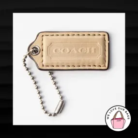 2" Medium COACH TAN BEIGE LEATHER KEY FOB BAG CHARM KEYCHAIN HANGTAG TAG