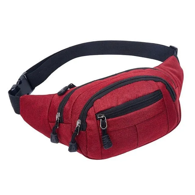 3 pocket Unisex Casual Travel Bum Bag Fanny Waist Pack Zipped Outdoor Sports Shoulder Bag Cellphone Chest Hip Pack