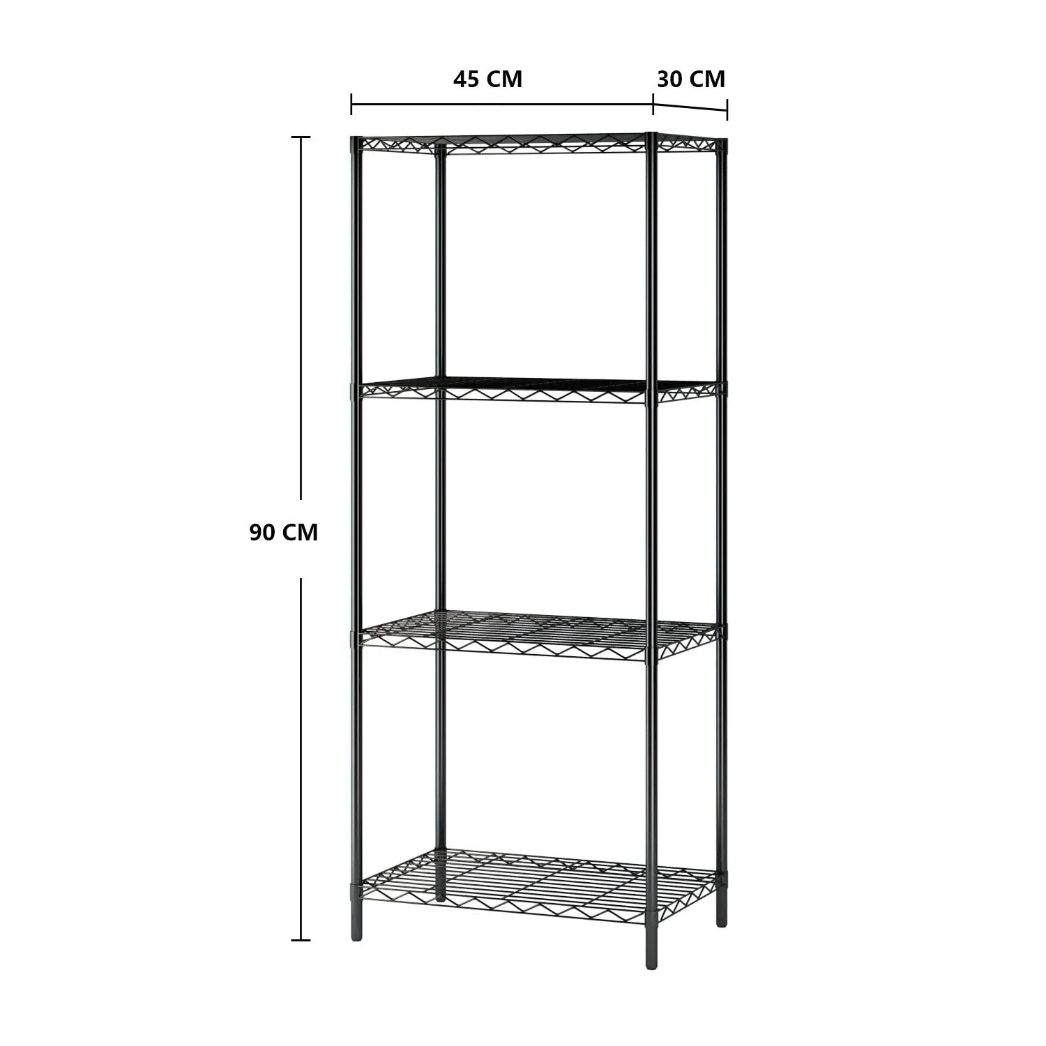 4 Shelf Wire Shelving Metal Storage Rack-Gray