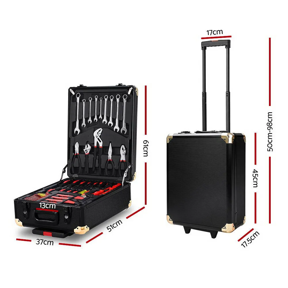 816pcs Tool Kit Trolley Case Set Mechanics Box Toolbox Portable Black