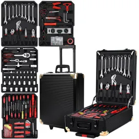 816pcs Tool Kit Trolley Case Set Mechanics Box Toolbox Portable Black