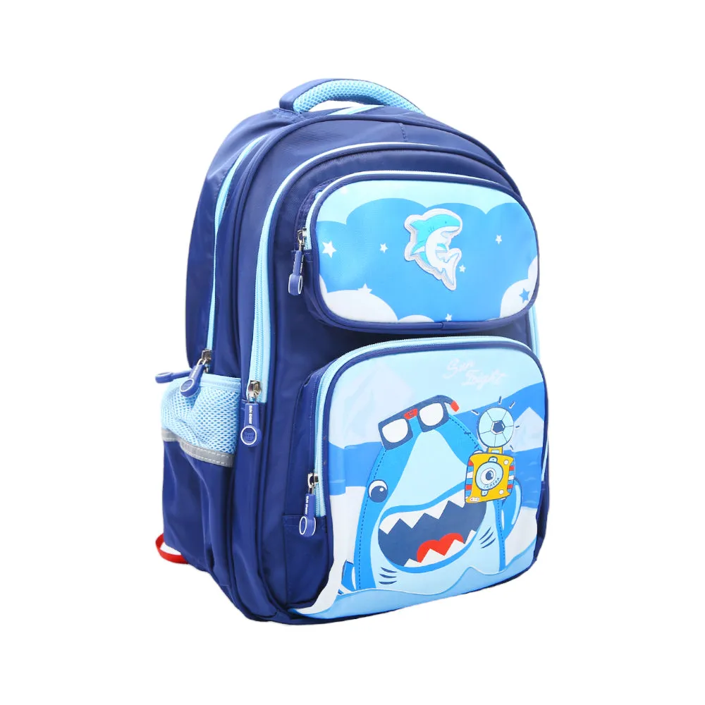 90181 KIDS SCHOOL BACK PACK BLUE SHARK 16INCH IR