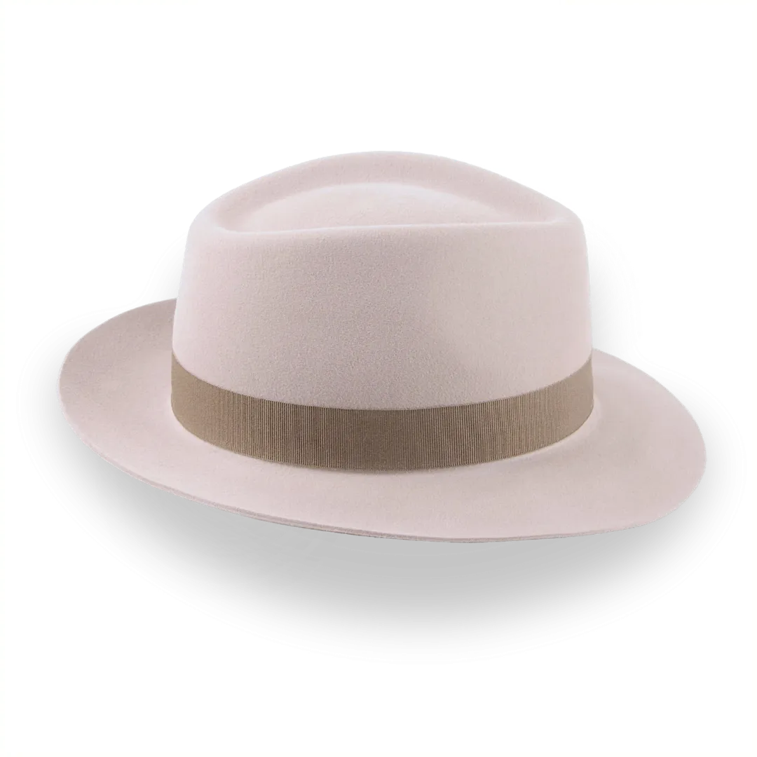 Alabaster Beige Medium Crown Fedora Hat in Fur Felt | The Clubber