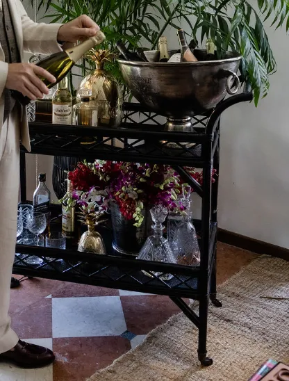 Alexandra Bar Cart in Cane