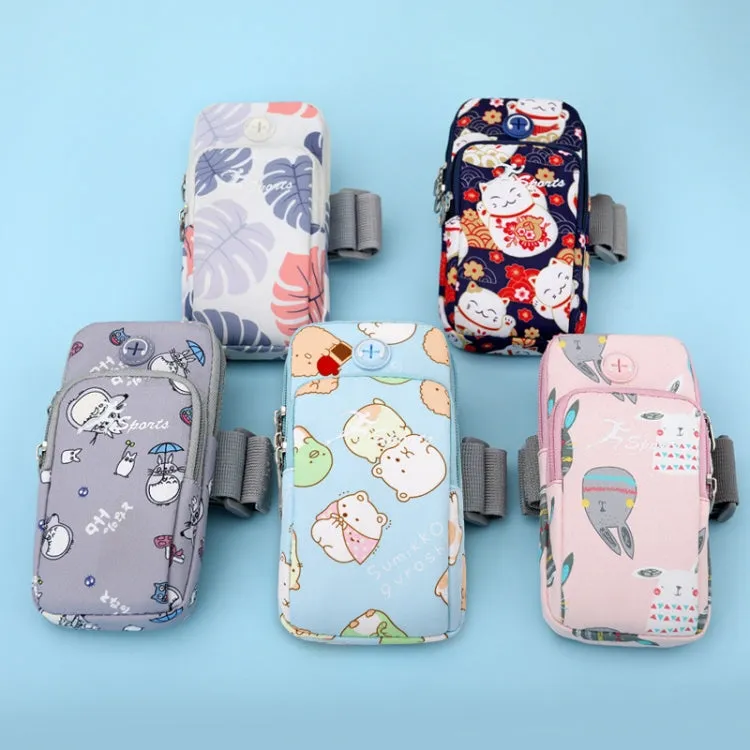 B095 Large Sports Mobile Phone Cartoon Arm Bag Wrist Fitness Bag(Gray Elephant)