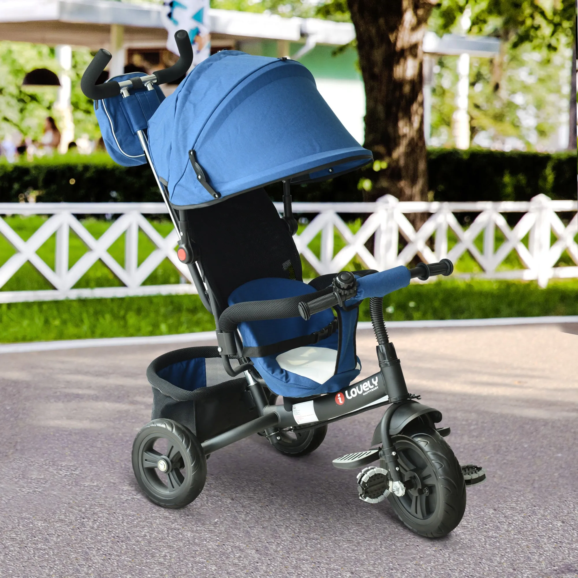 Baby Ride on Tricycle W/Canopy-Blue