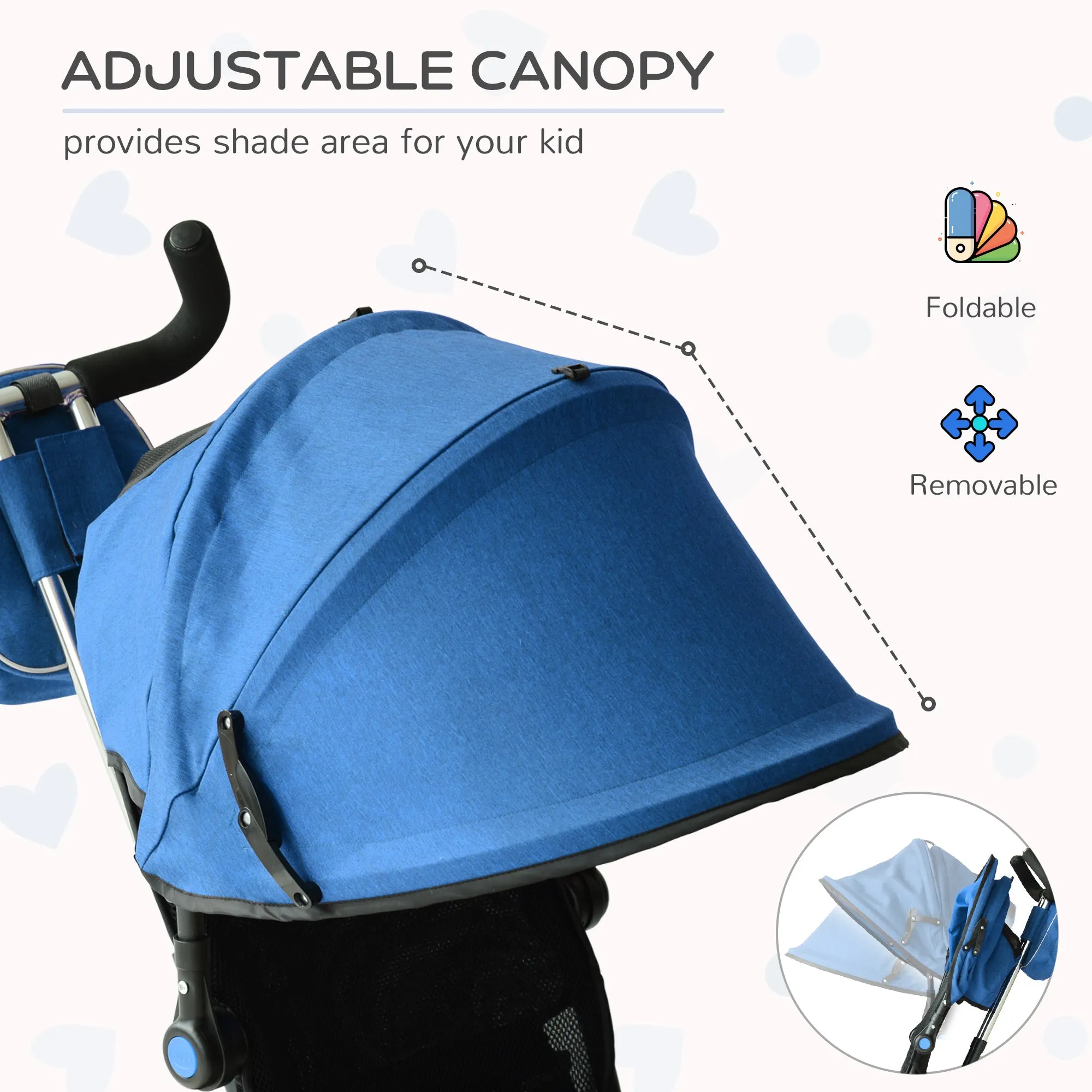 Baby Ride on Tricycle W/Canopy-Blue