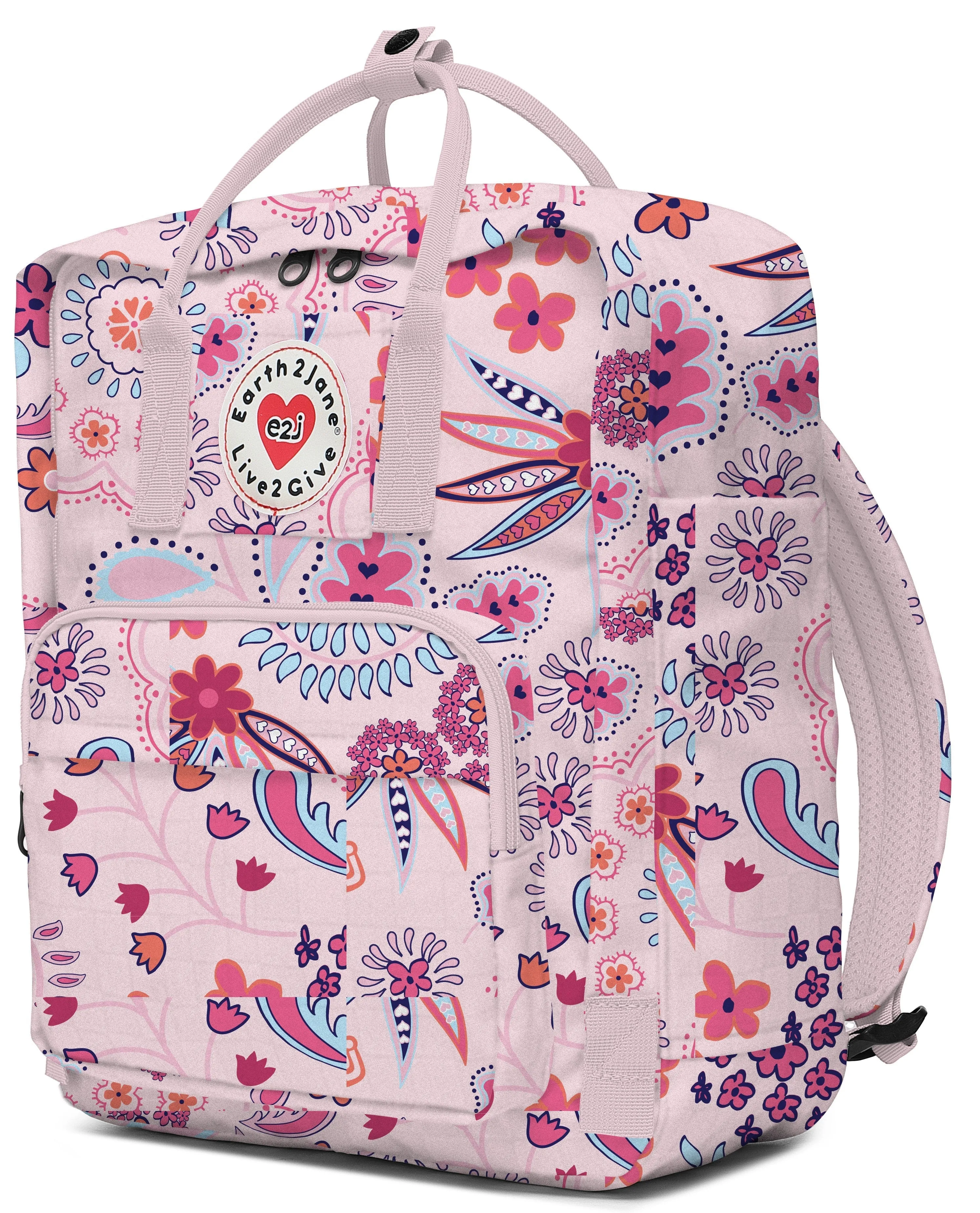 BackPack Pink Pastel Floral Kid's Bag Unisex Earth2Jane Adjustable ecofriendly Bag