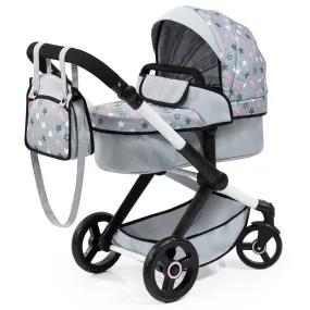 Bayer Design Dolls Pram Xeo - Convertible, Grey, Pink, Stars