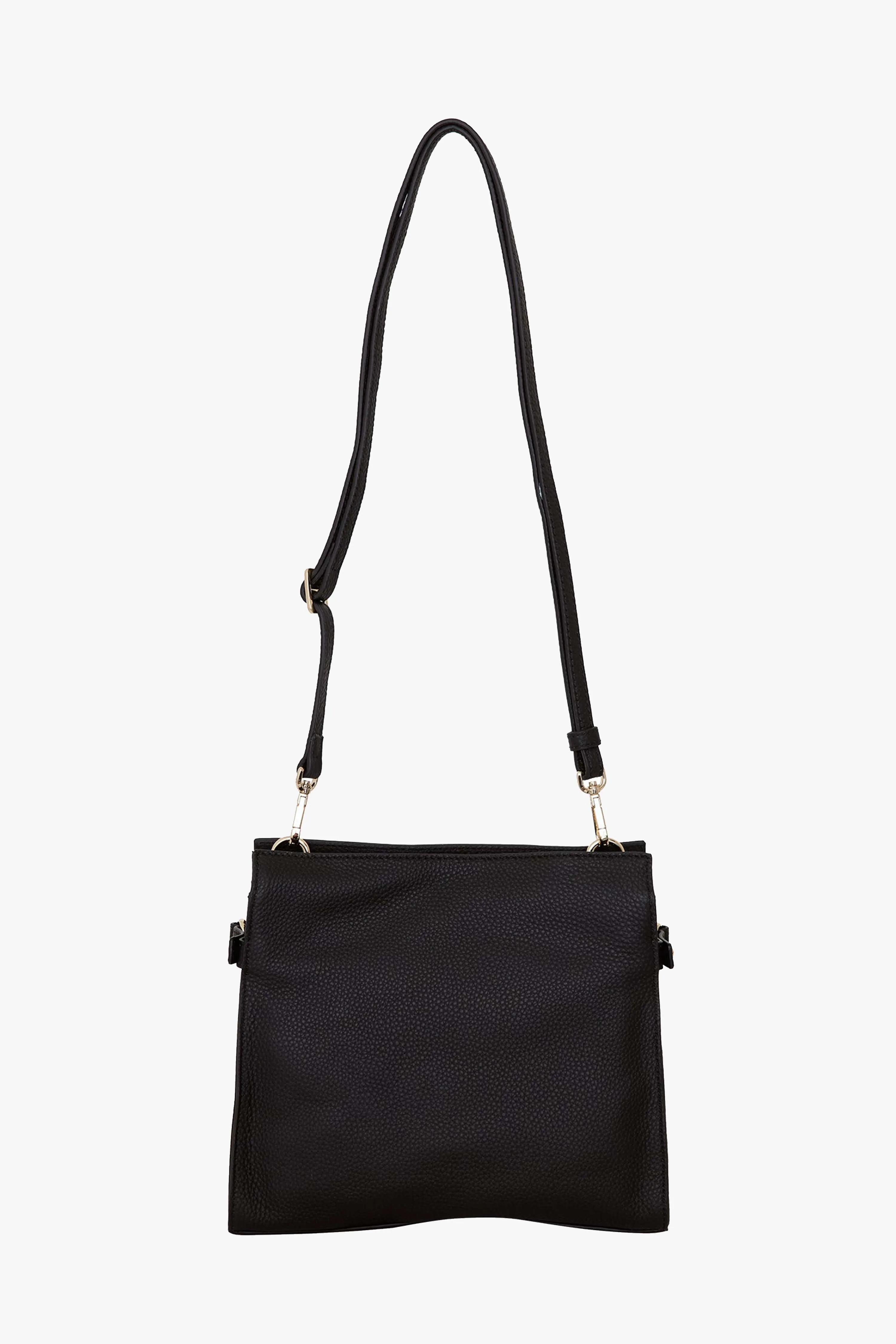 Bea Black Leather Square Crossbody Bag