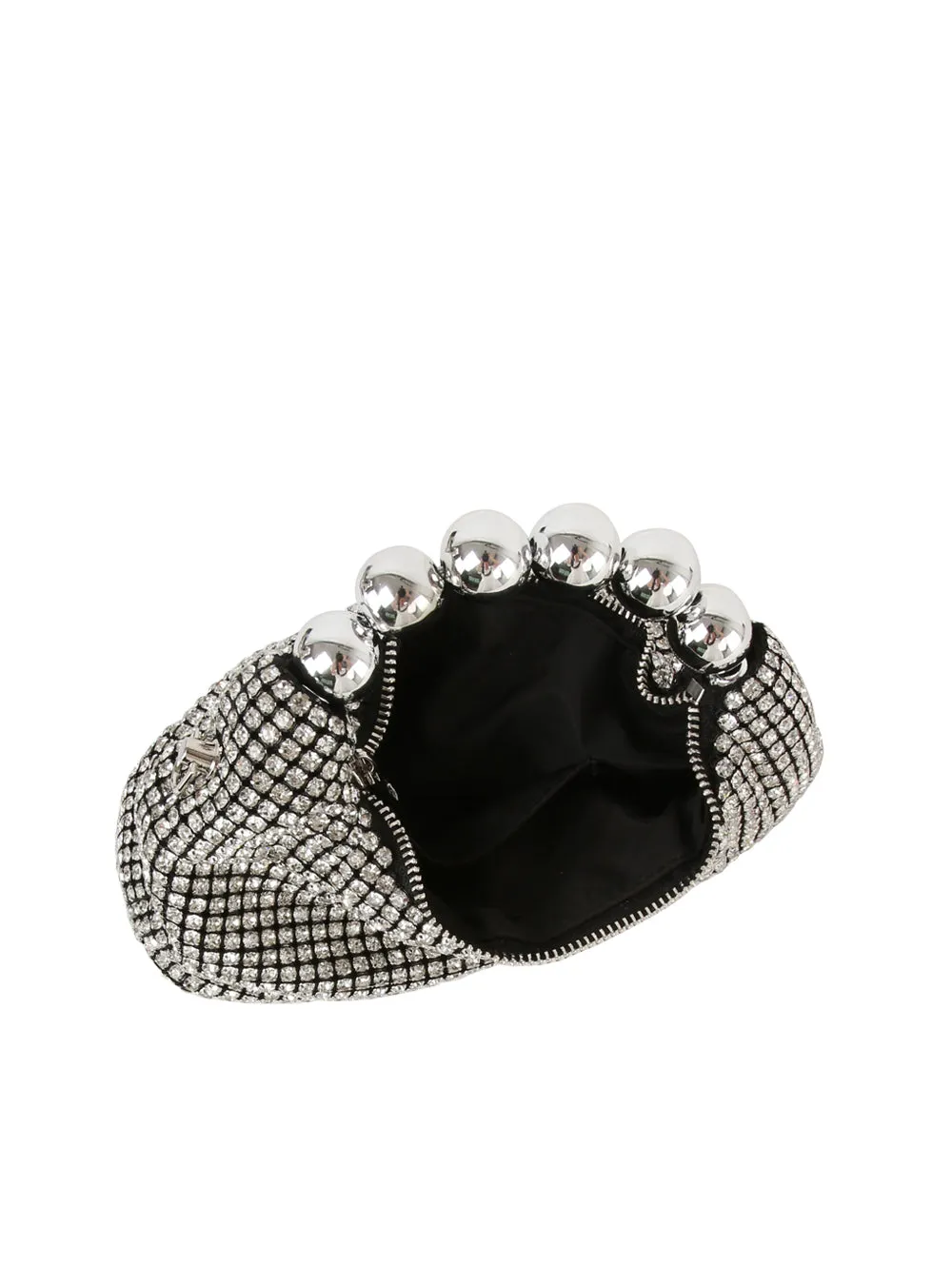 Beaded handle rhinestone evening bag