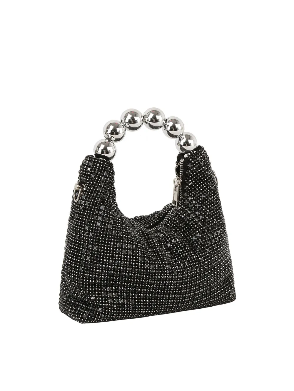 Beaded handle rhinestone evening bag