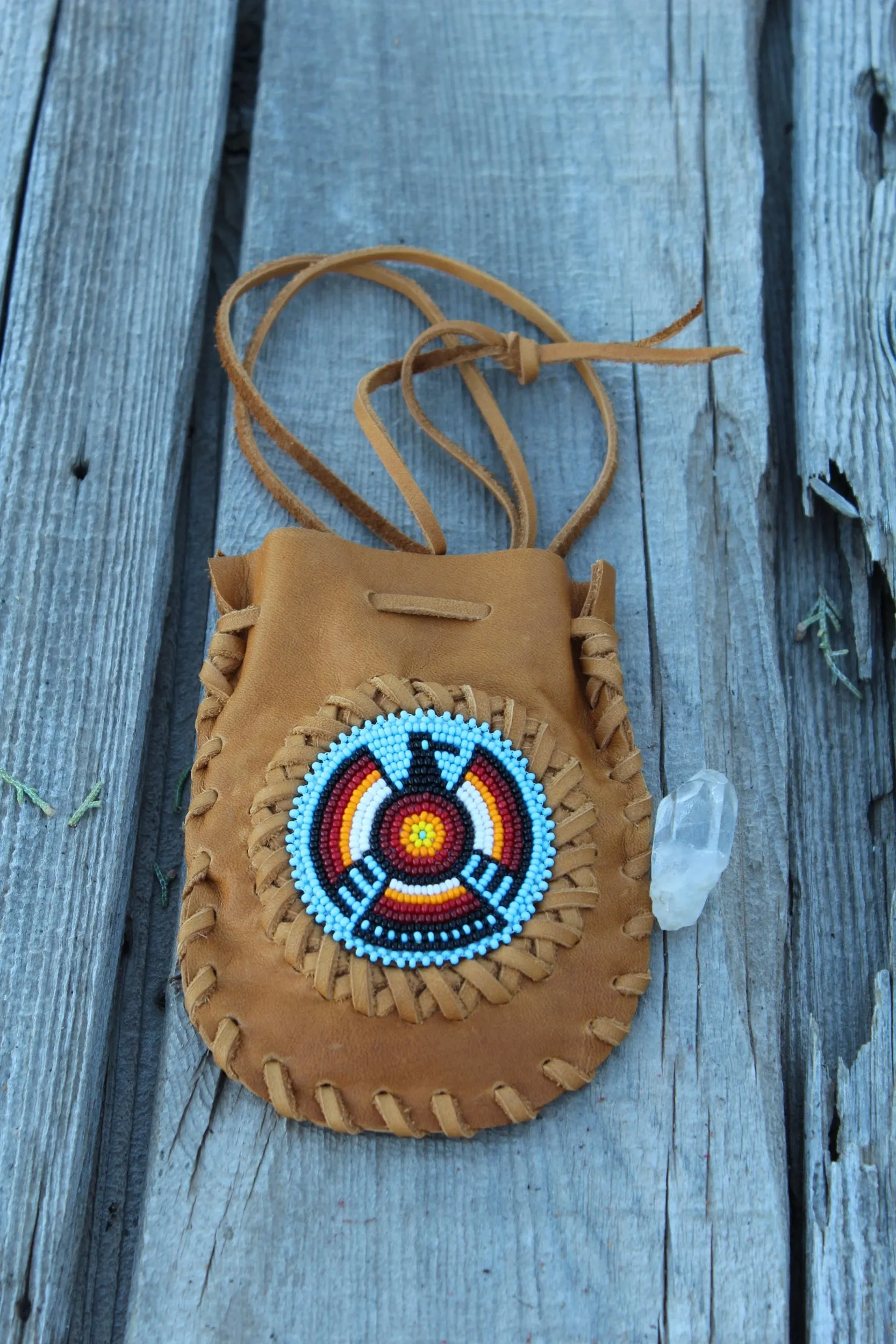 Beaded Thunderbird medicine bag, amulet bag