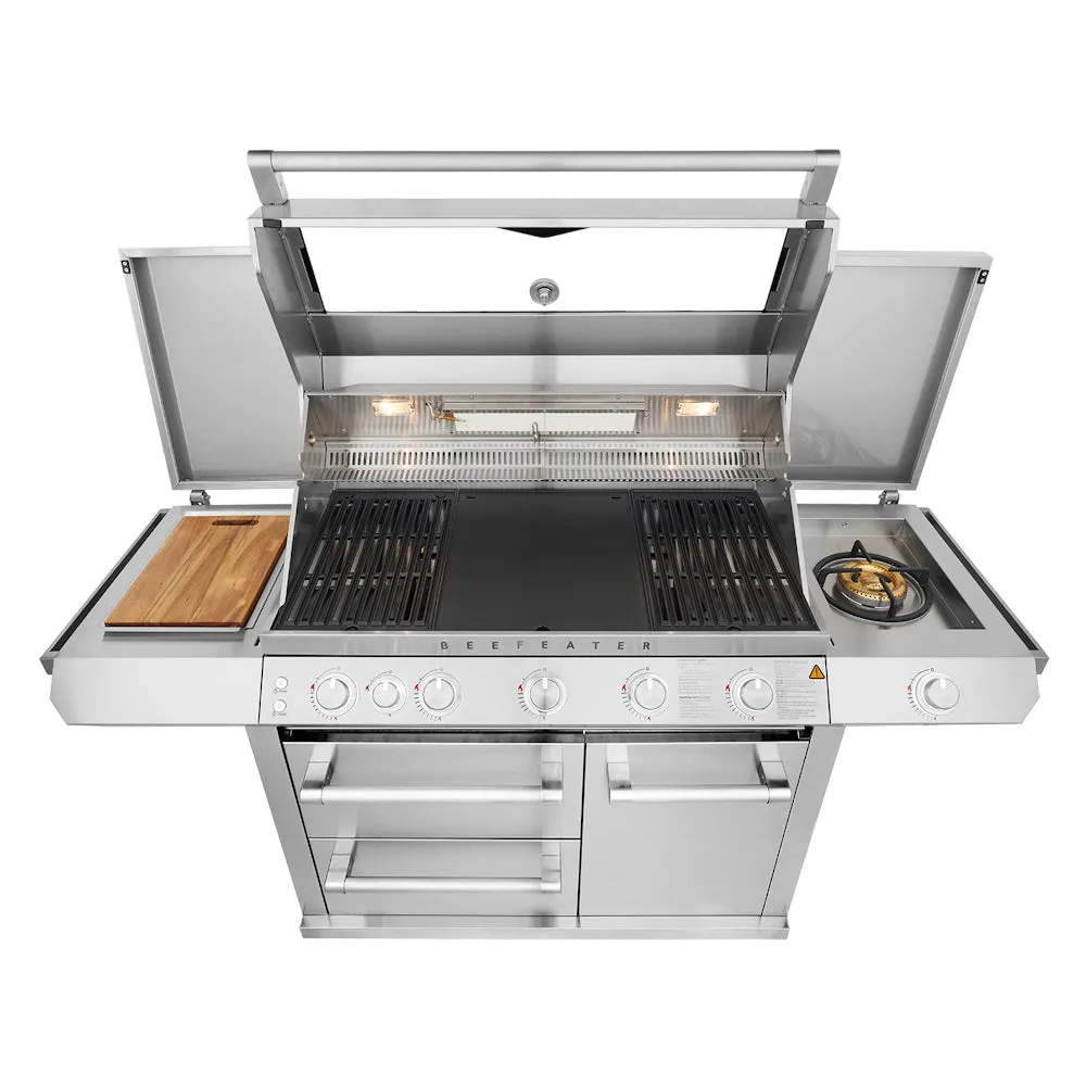 BeefEater 7000 Premium 5-Burner BBQ, Side Burner & Trolley, Stainless Steel