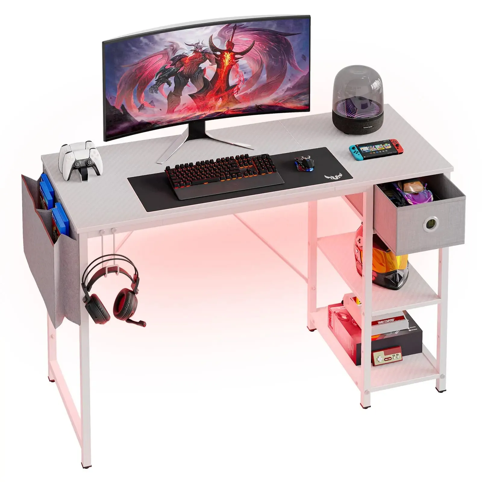 Bestier 47 Inch LED Computer Desk with Storage Drawer