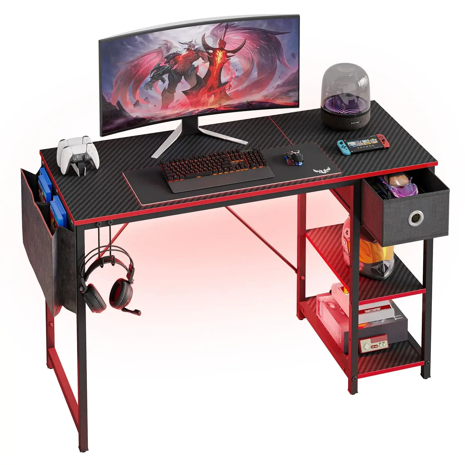 Bestier 47 Inch LED Computer Desk with Storage Drawer