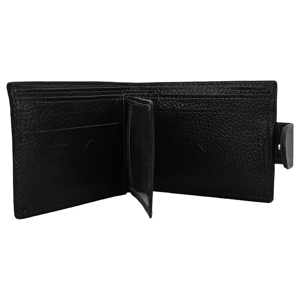 Bifold Classic Leather Wallet Spiral Black