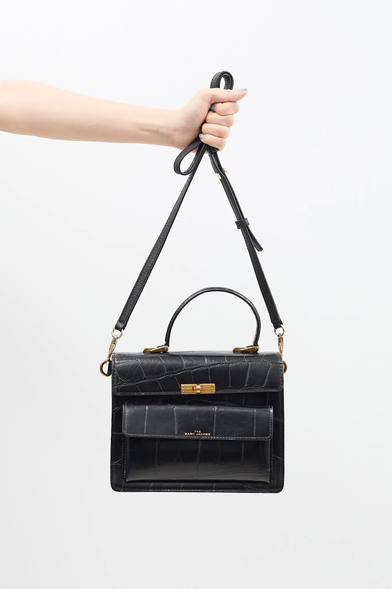 Black Embossed Leather The Uptown Bag