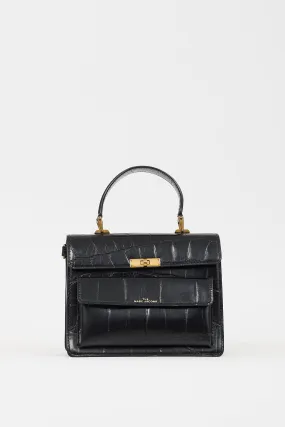 Black Embossed Leather The Uptown Bag