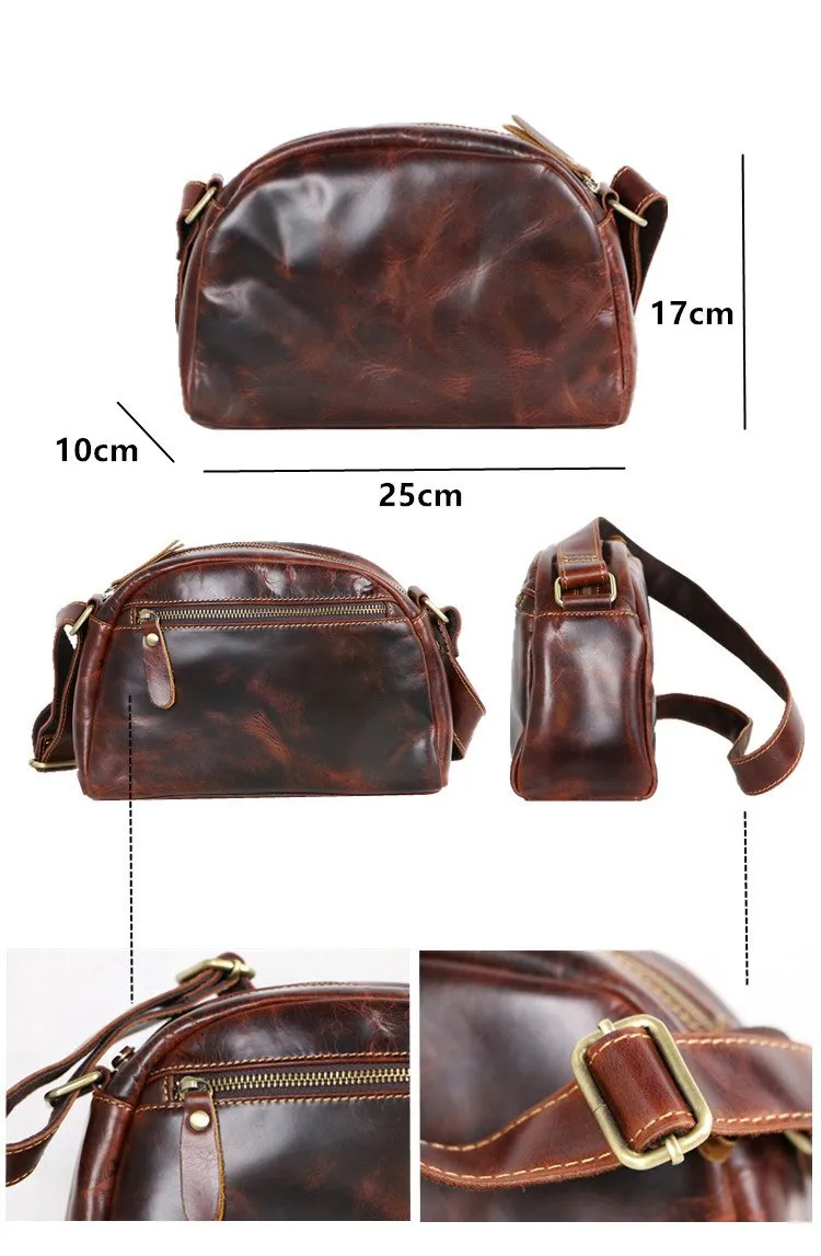 Black Leather Mens Casual Small Saddle Courier Bags Messenger Bag Coffee Brown Postman Bags For Men