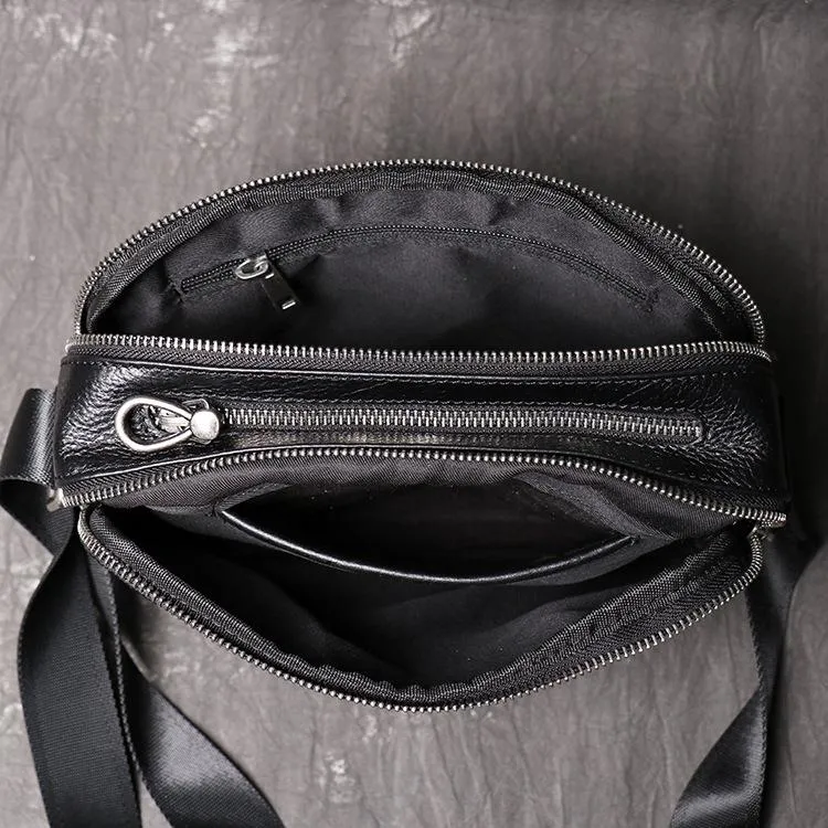 Black LEATHER MENS Small SIDE BAGS COURIER BAG Black MESSENGER BAG FOR MEN