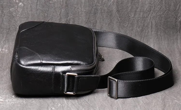 Black LEATHER MENS Small SIDE BAGS COURIER BAG Black MESSENGER BAG FOR MEN