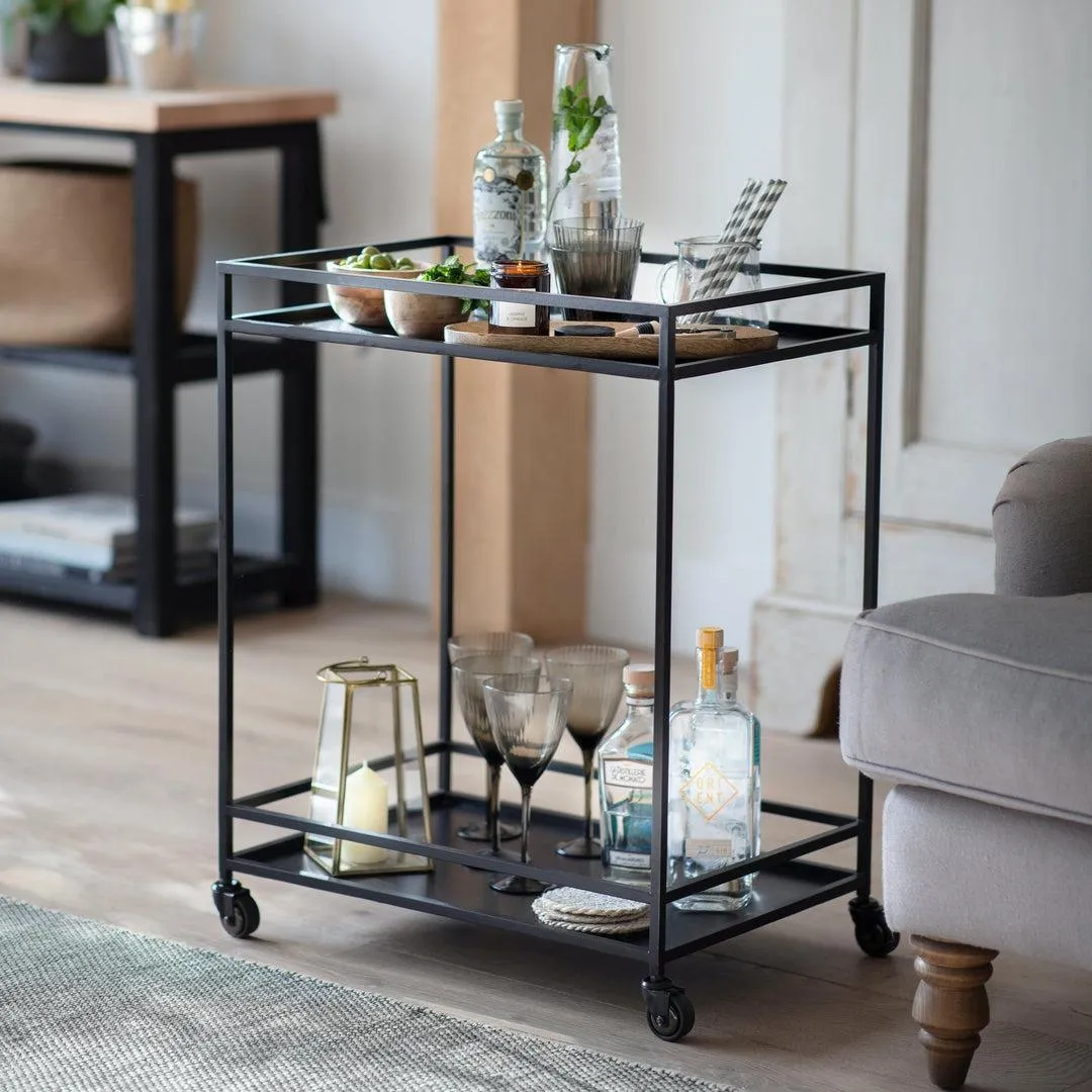 Black Metal Drinks Bar Trolley