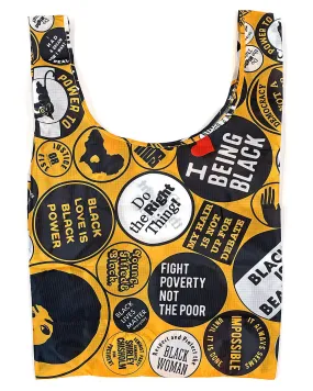 Black Power Buttons Reusable Grocery Bag