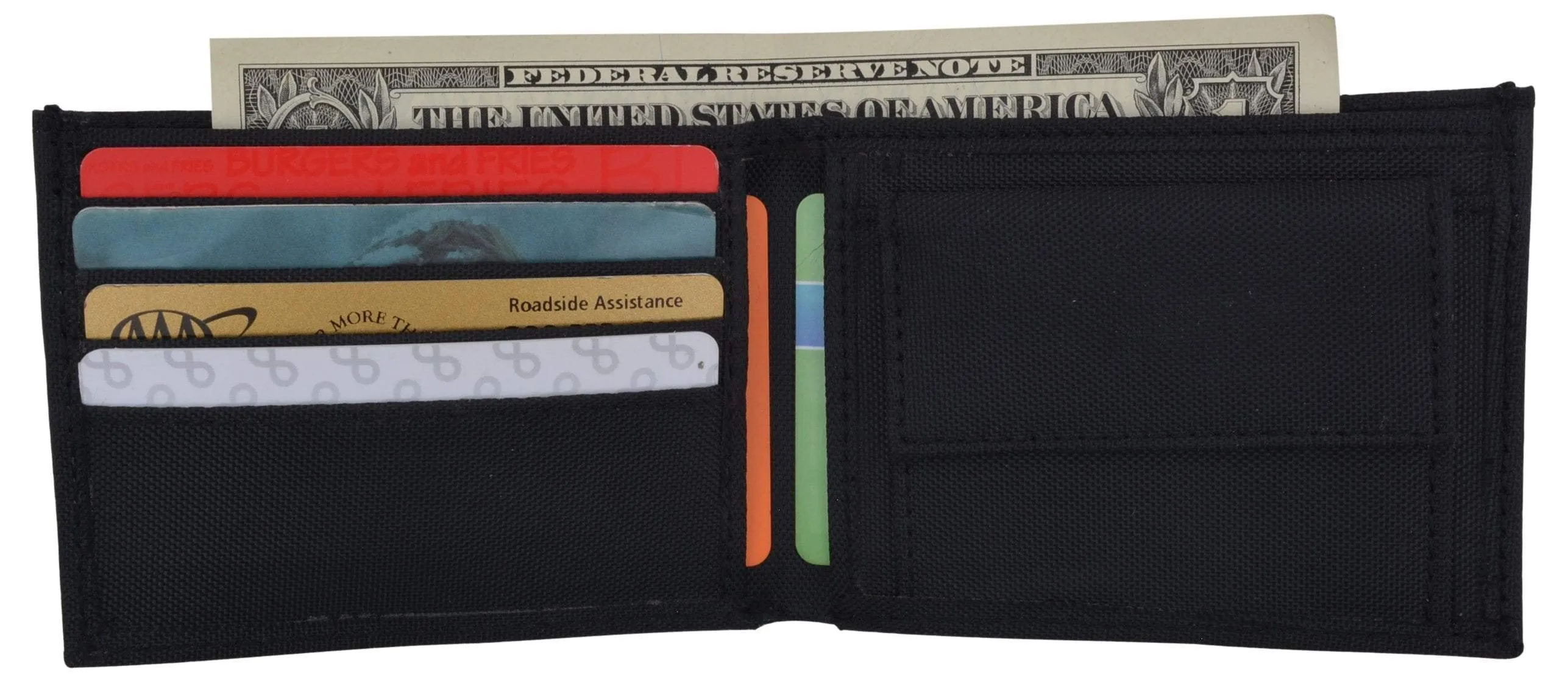 Black Slim Thin Kids Nylon Bifold Wallet with Coin Pouch NEW!!