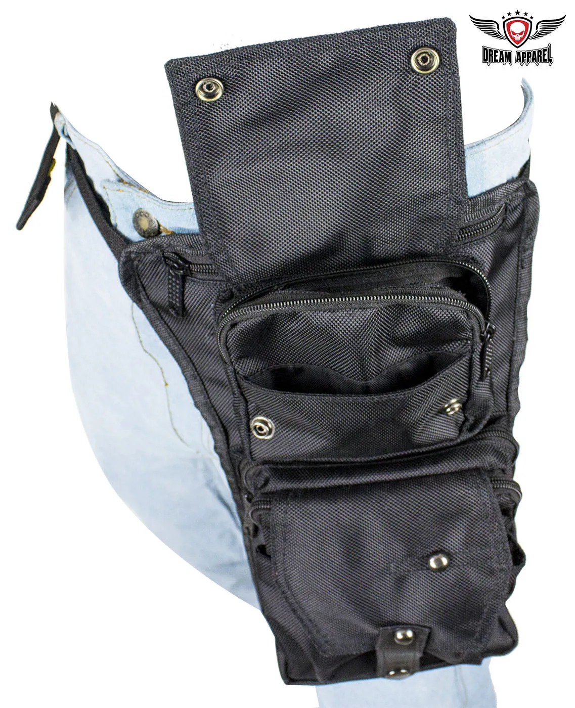 Black Textile Multi Pocket Thigh Bag with Gun Pocket