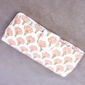 Block Print Cotton Eyeglass Case - Peach Peony