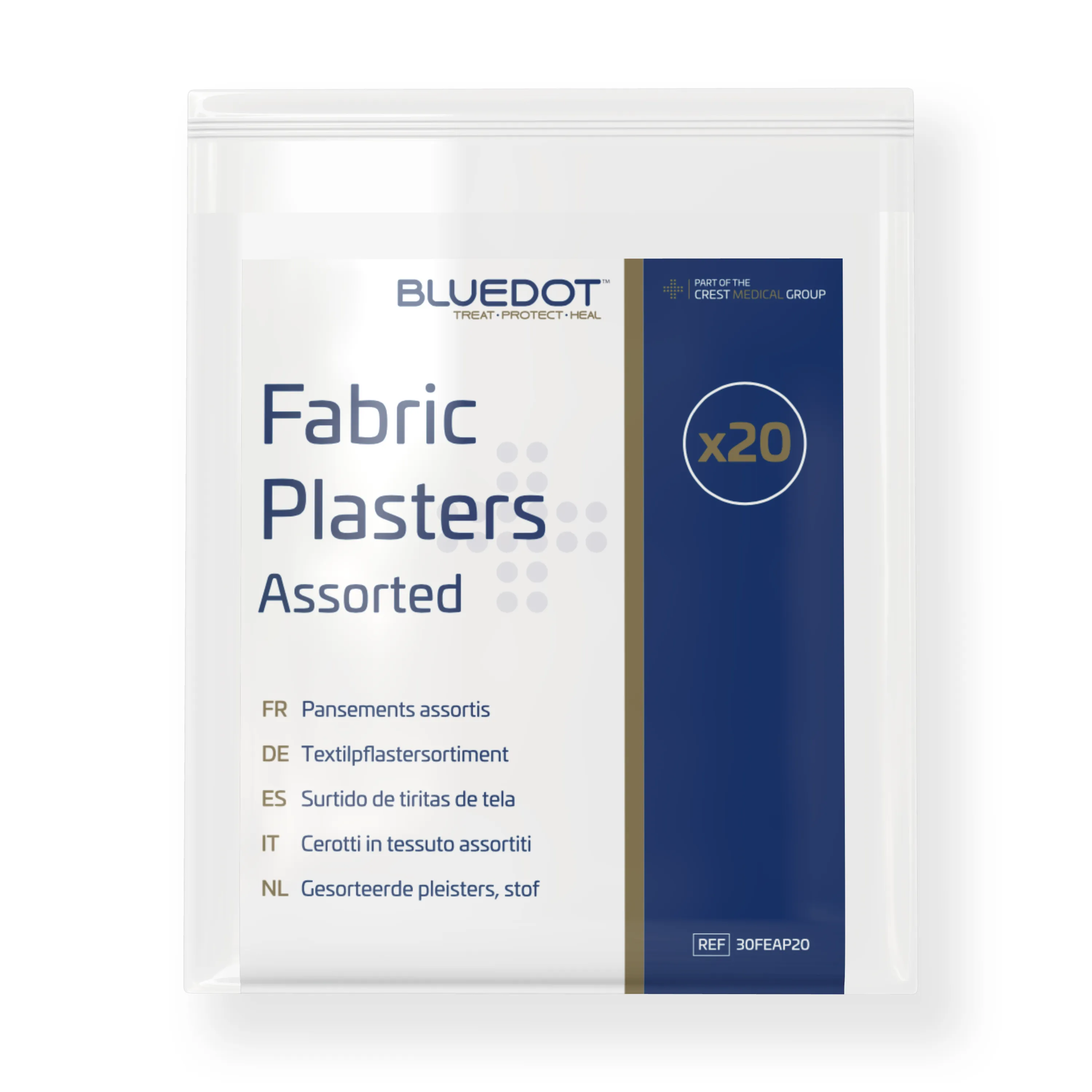 Blue Dot Assorted Fabric Plasters (Bag 20)