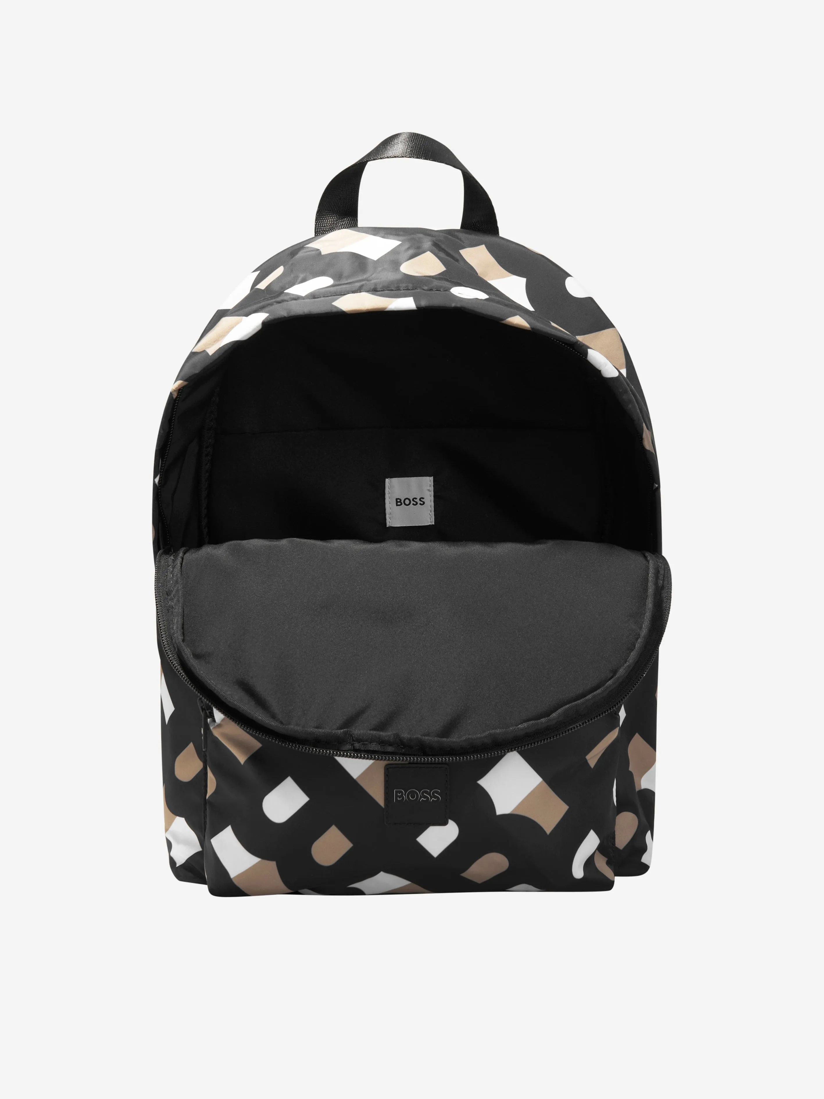 BOSS Kids Monogram Backpack In Brown