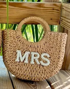 Bride-Wifey-Mrs- Rustic-Boho Beach Bags-Gift for Bridal Shower-Bachelorette Party