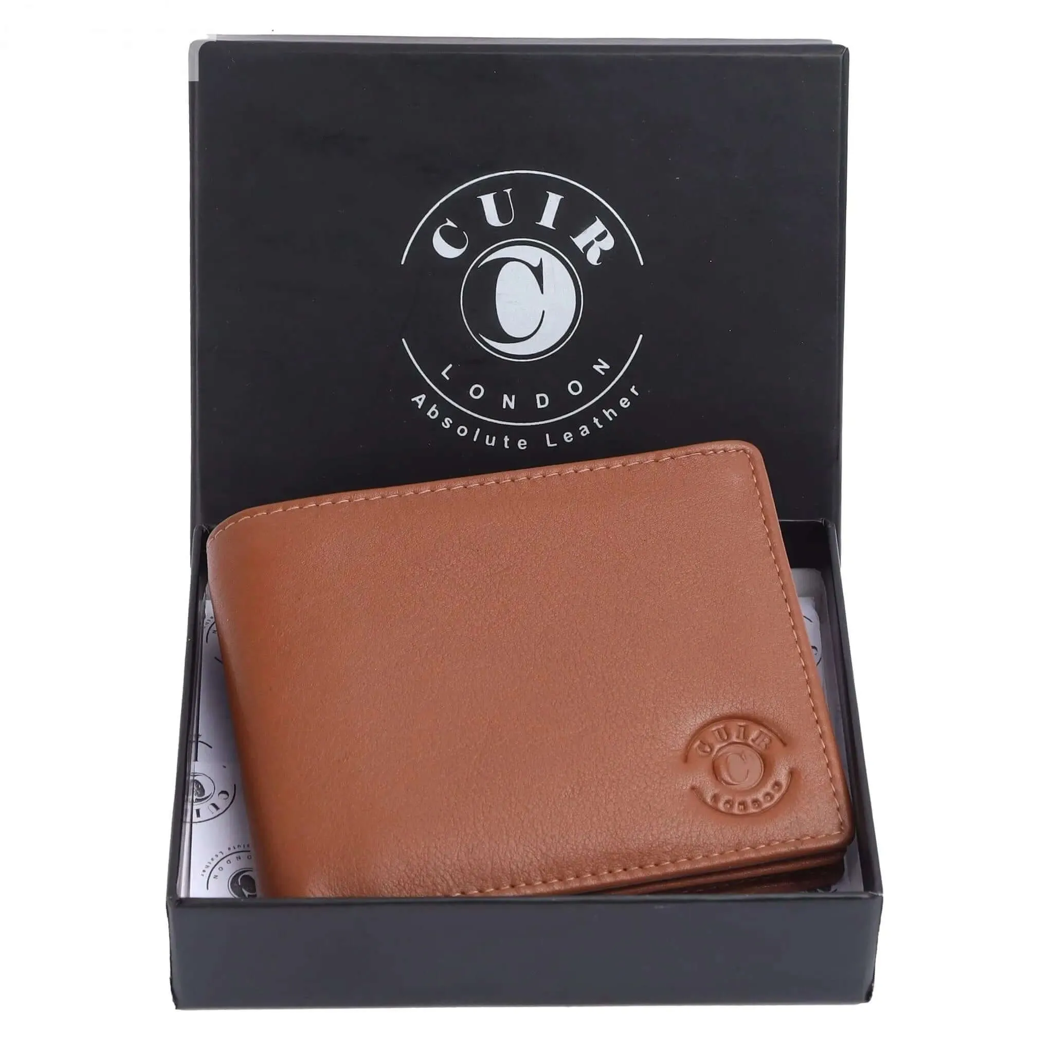 Brown Leather RFID Wallet: 11.5x9 cm Product Size