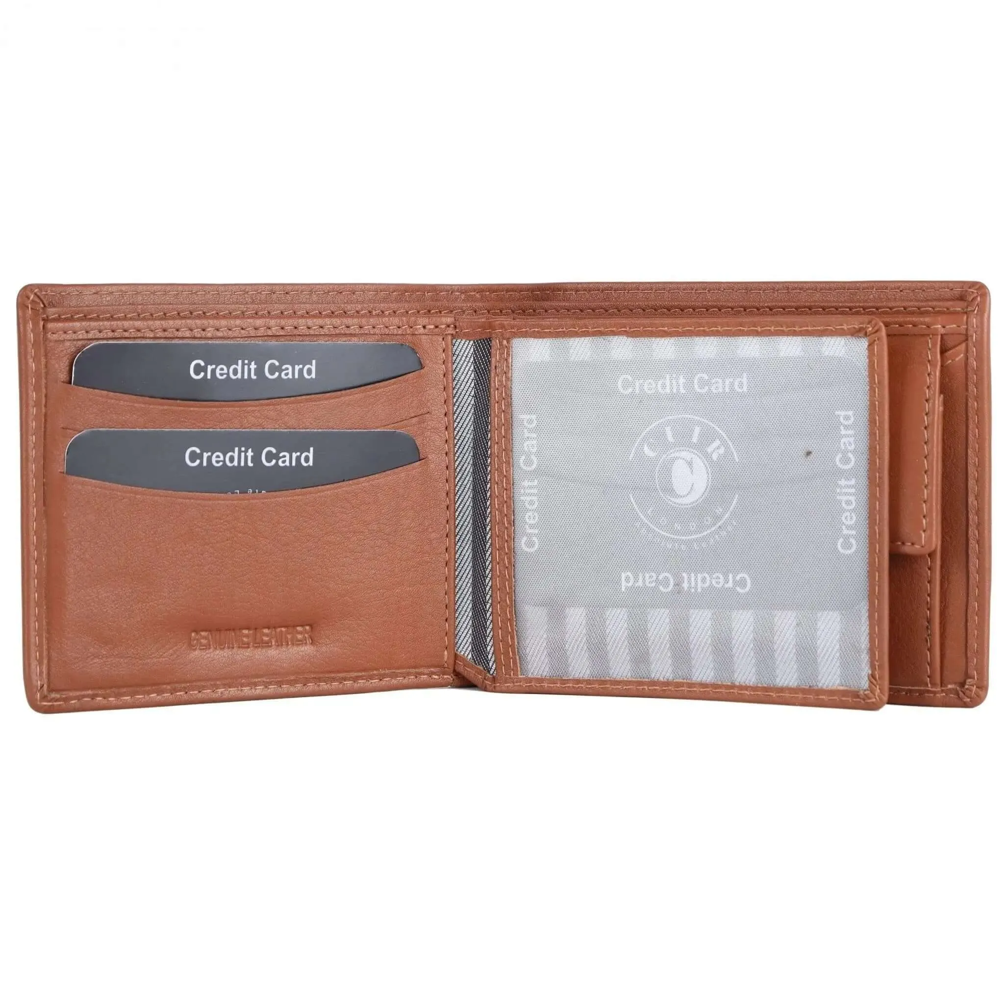 Brown Leather RFID Wallet: 11.5x9 cm Product Size