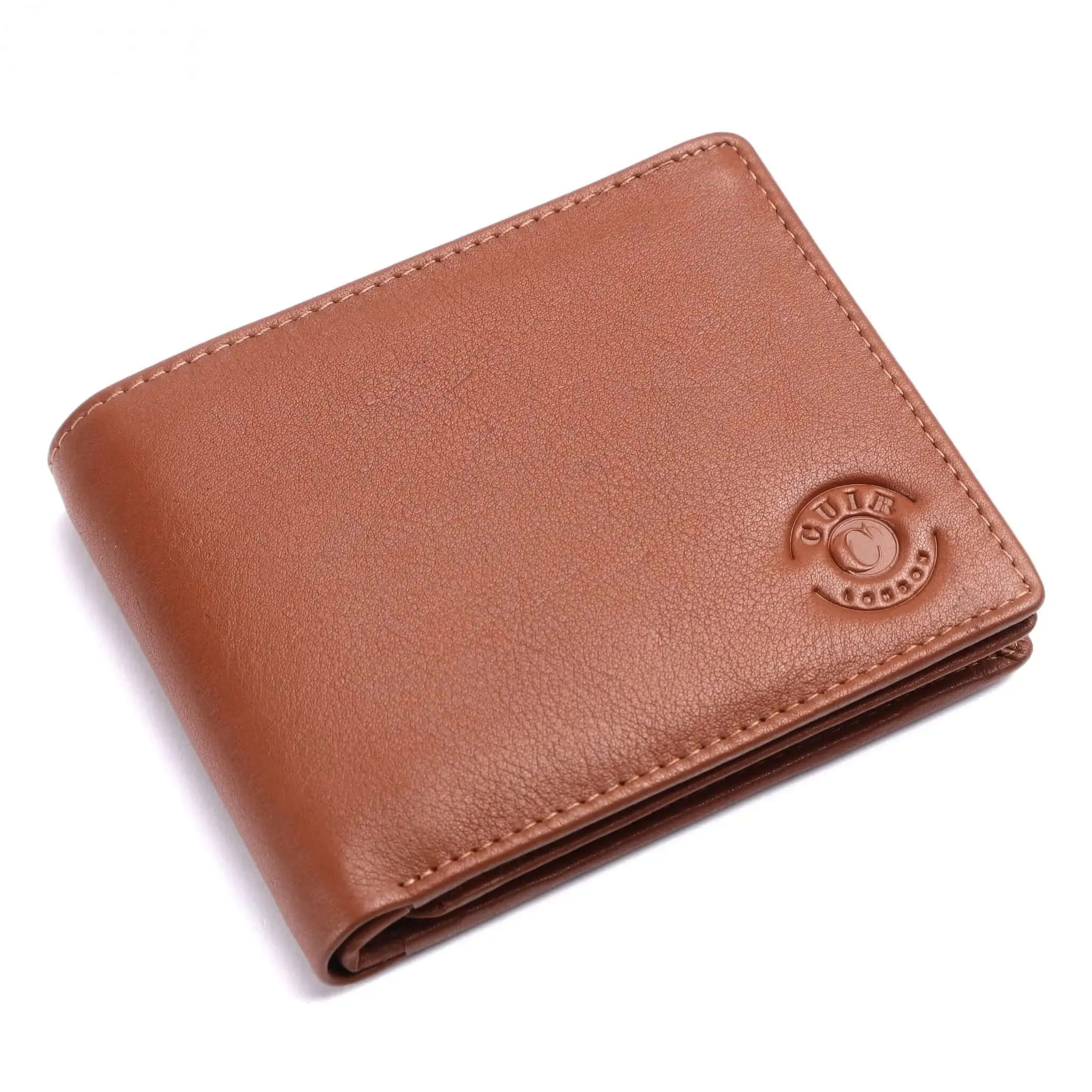 Brown Leather RFID Wallet: 11.5x9 cm Product Size