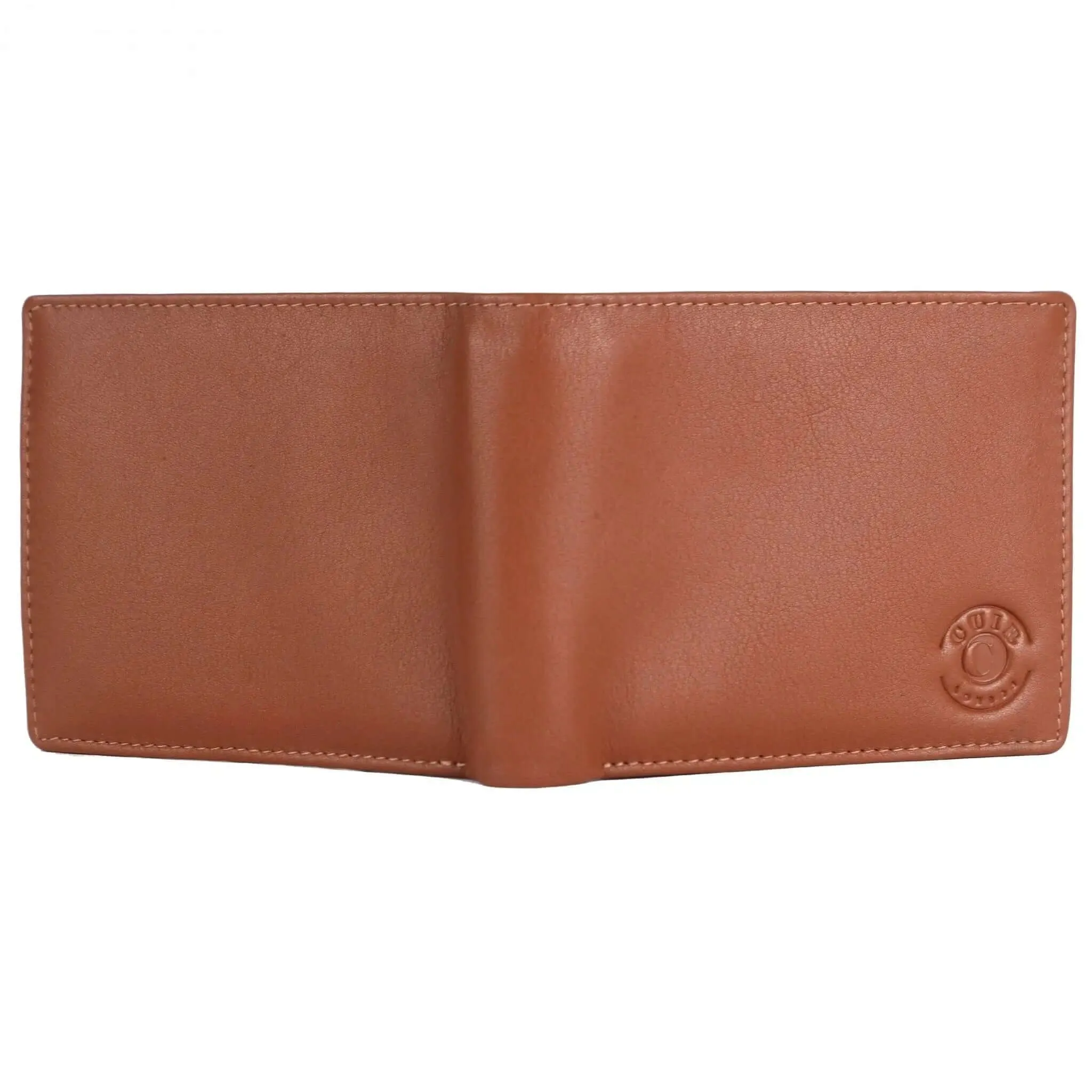 Brown Leather RFID Wallet: 11.5x9 cm Product Size