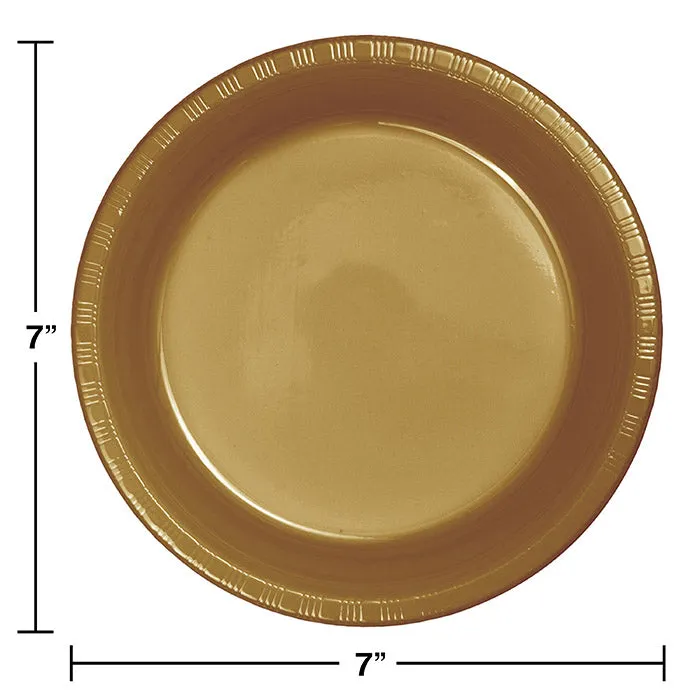 Bulk Glittering Gold 6.75 inch Plastic Dessert Plates (240 per Case)