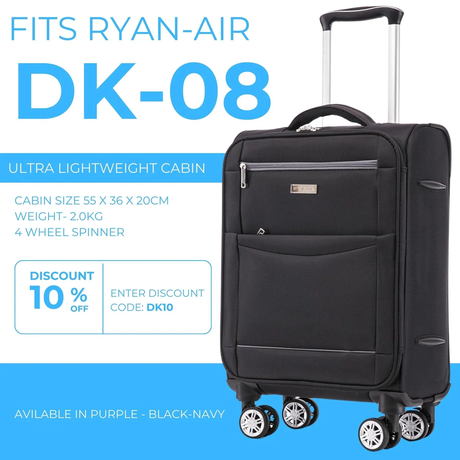 Cabin 4 Wheel Suitcase Ultra-Lite - Black