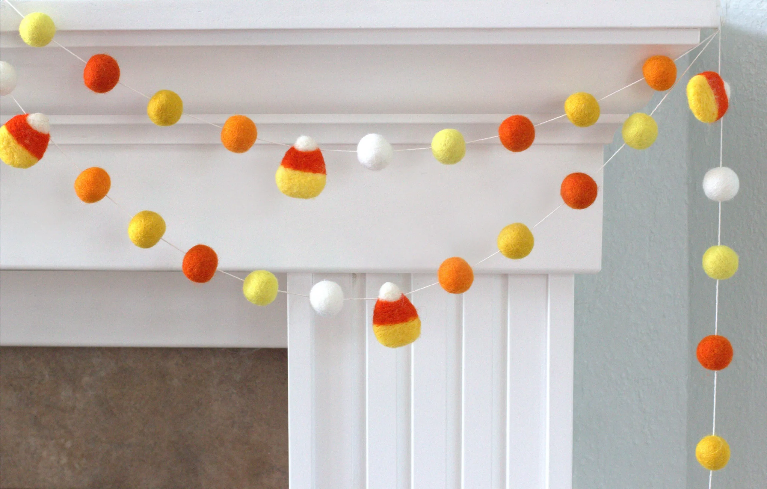 Candy Corn Felt Ball Garland- Oranges & Yellows