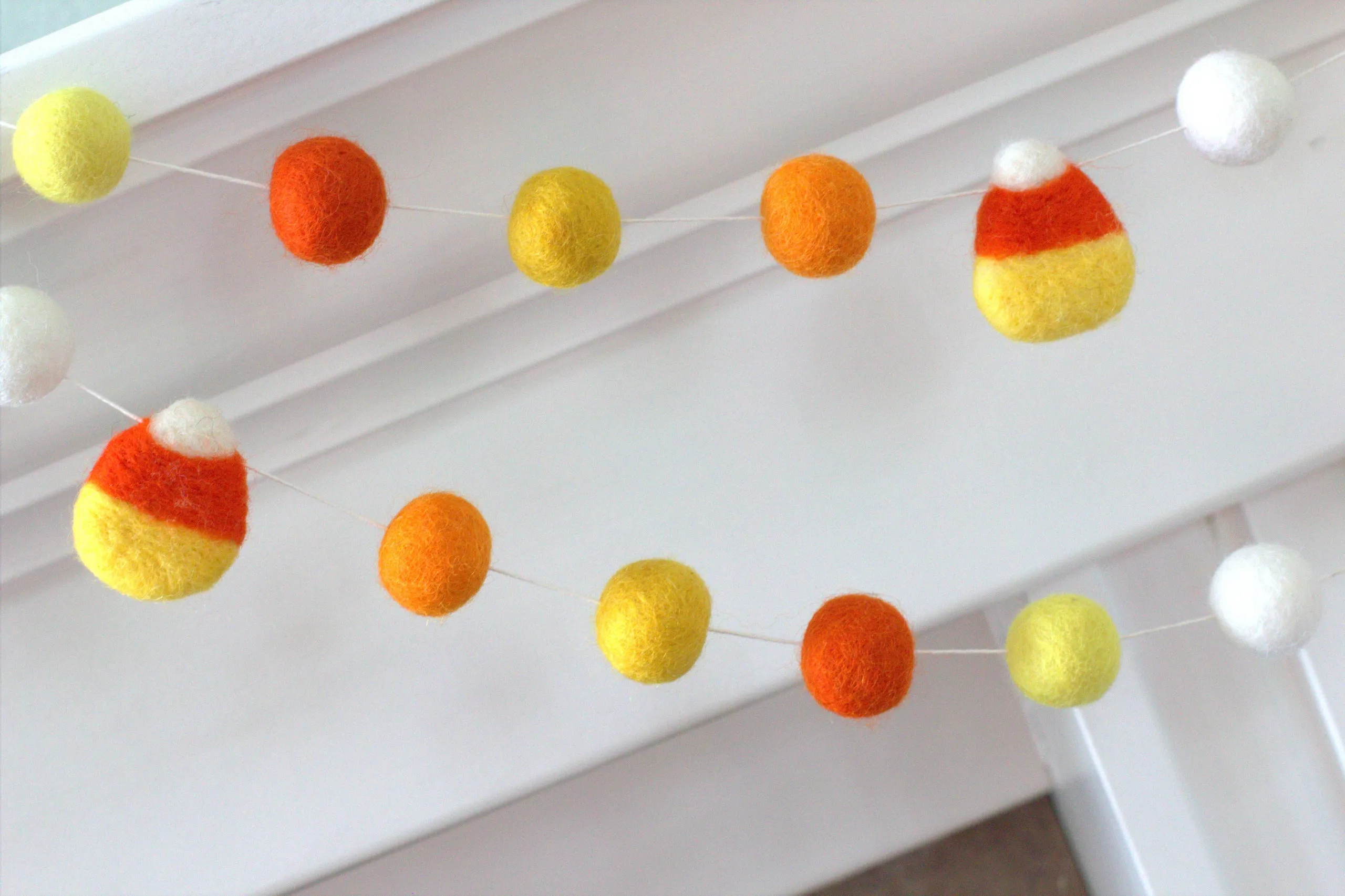 Candy Corn Felt Ball Garland- Oranges & Yellows