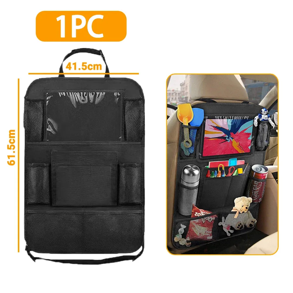 Car Backseat Organizer with Touch Screen Tablet Holder Auto Storage Pockets Cover Car Seat Back Protectors Car Accessories