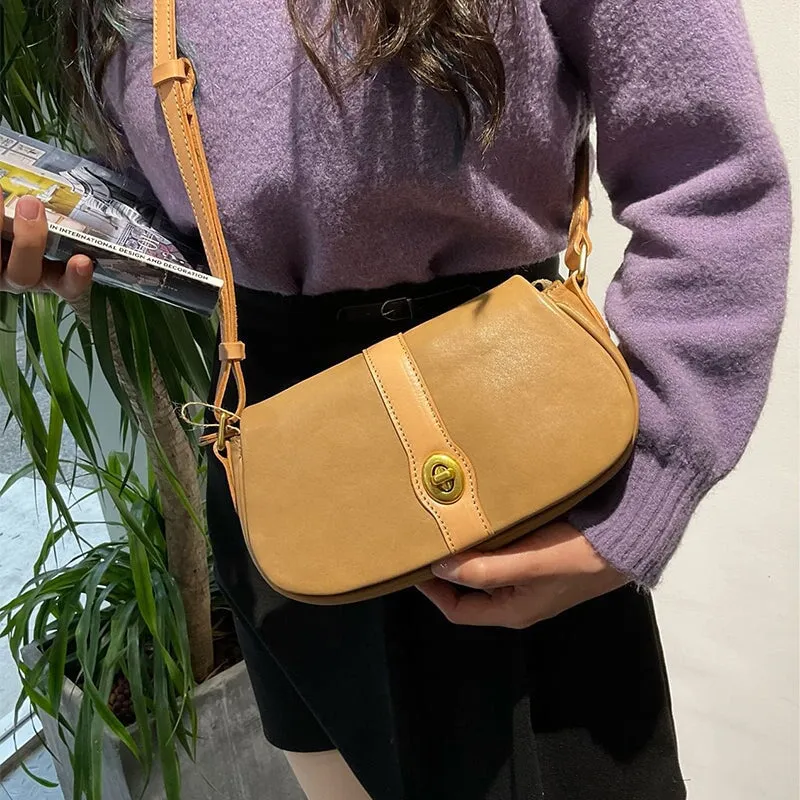 Chic Vegetable Tanned Leather Shoulder Bags Women's Underam Bag