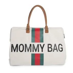 Childhome Mommy Bag Big Canvas Off White Stripes Green/Red