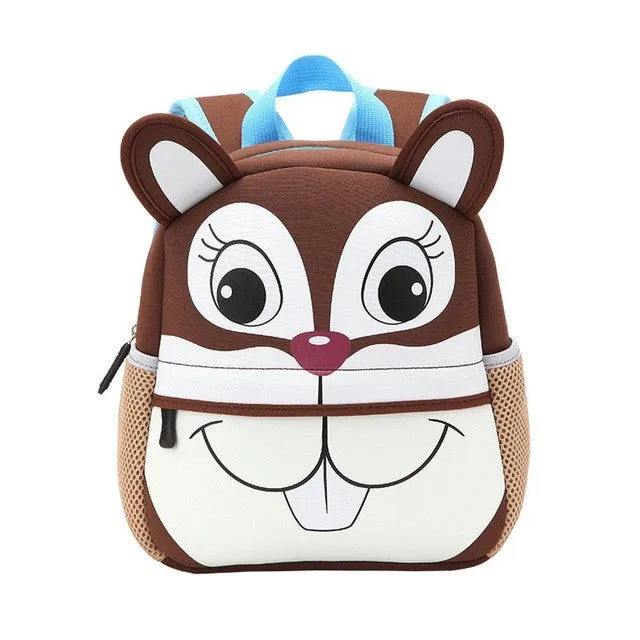 Children 3D Cute Animal Design Backpack Toddler Kid Neoprene School Bags Kindergarten Cartoon Comfortable Bag Giraffe Monkey Owl