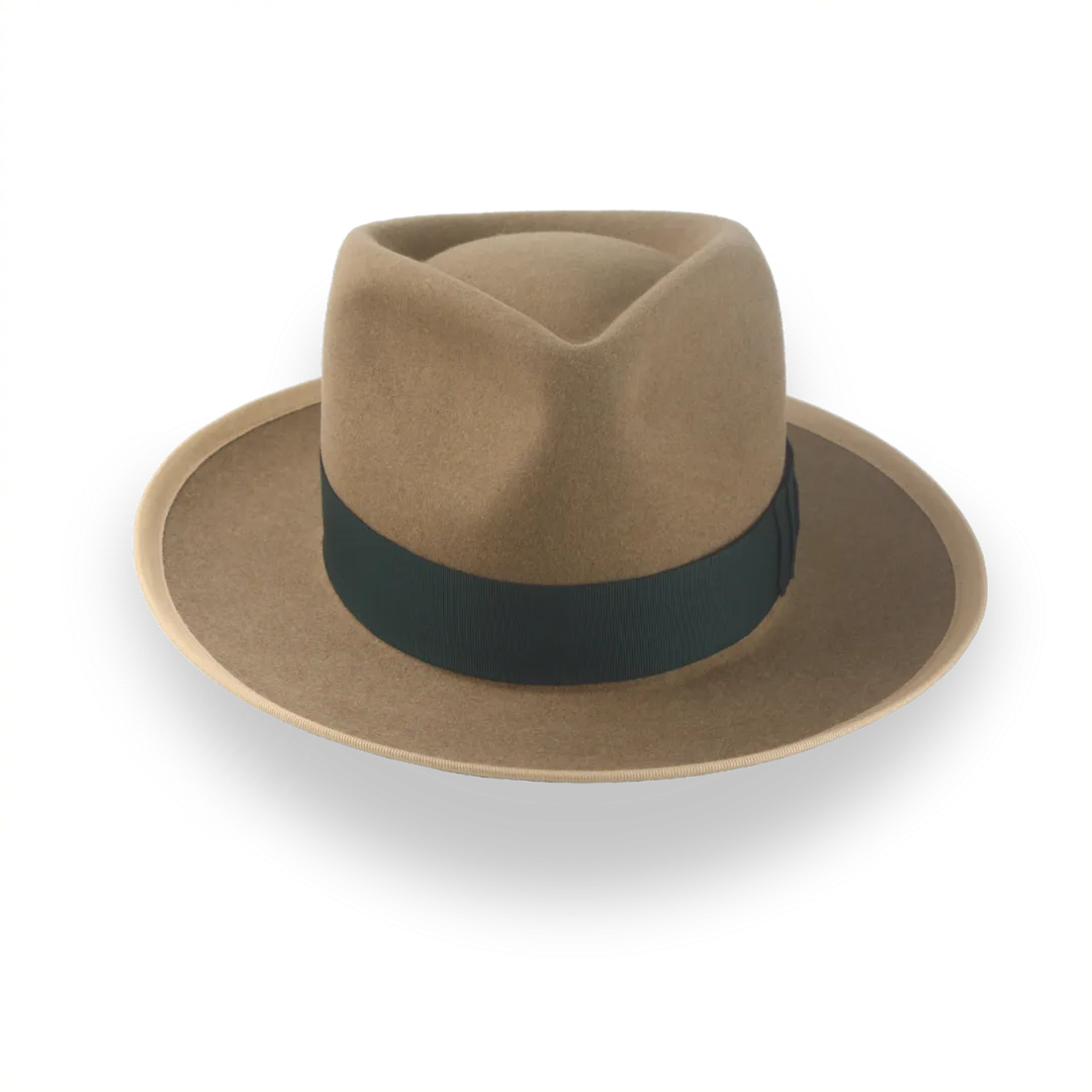 Classic Camel Fedora for Men in Premium Beaver Fur Felt | The Pandamator