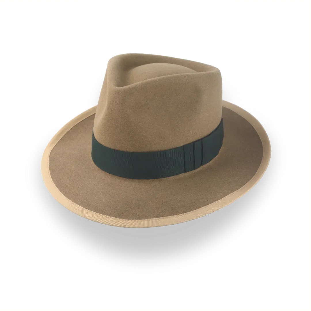 Classic Camel Fedora for Men in Premium Beaver Fur Felt | The Pandamator